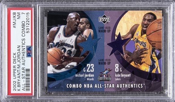2002-03 Upper Deck All-Star Authentics Combo #MJ/KB Michael Jordan/Kobe Bryant (#037/300) - PSA NM 7
